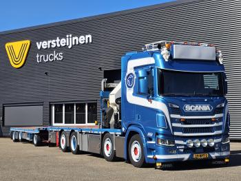 Scania R520 V8 8x2/6 / HMF 70 tm + JUMBO AANHANGER